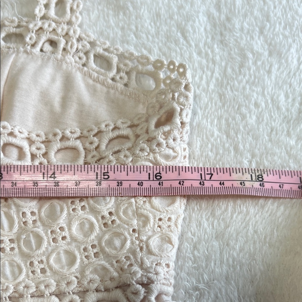 Ivory / Cream Embroidered Sleeveless Dress Knee Length Cocktail Wedding Size 12 - Picture 8 of 14